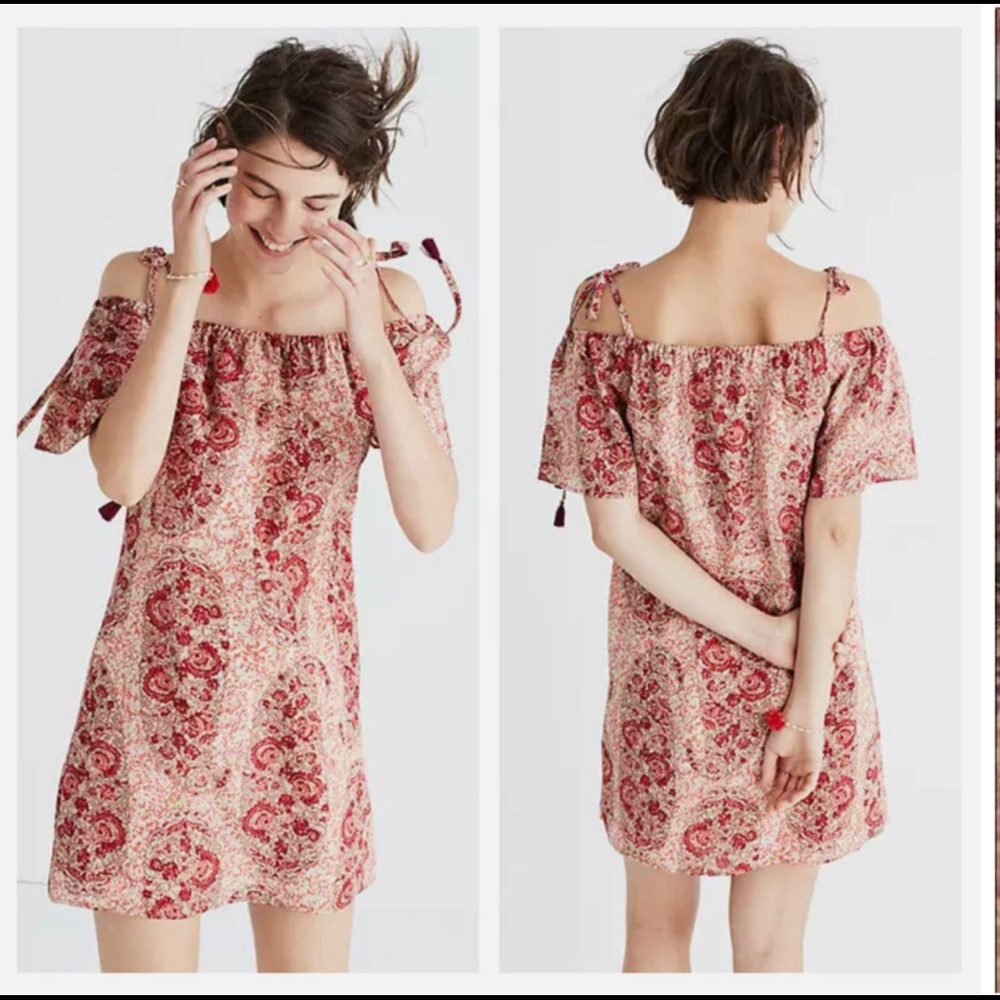 Madewell Silk Off-the-Shoulder Dress Sz M